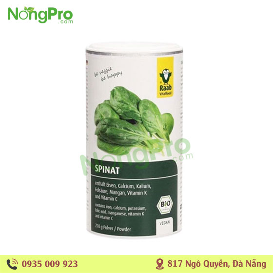 Bột cải bó xôi hữu cơ Raab 210g
