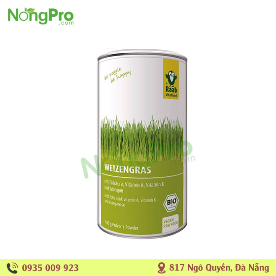 Bột cỏ lúa mì hữu cơ Raab 140g