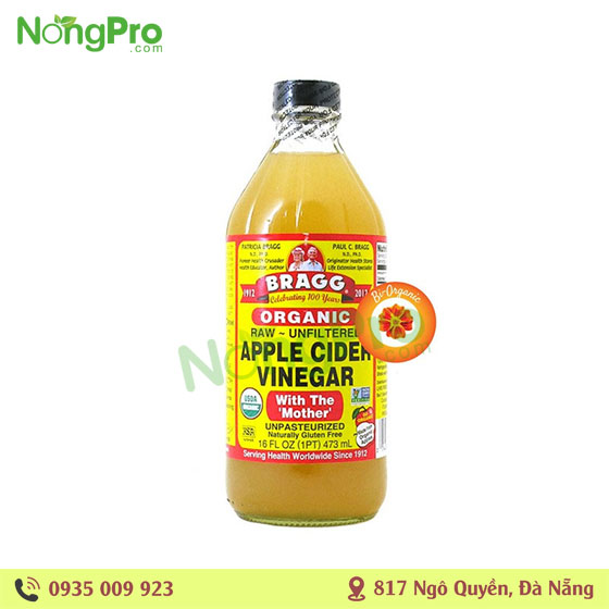 Giấm táo hữu cơ Apple Cider Vinegar Bragg 473ml
