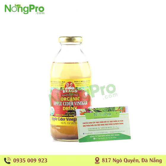 Giấm táo mật ong hữu cơ Apple Cider Vinegar Honey Bragg 473ml