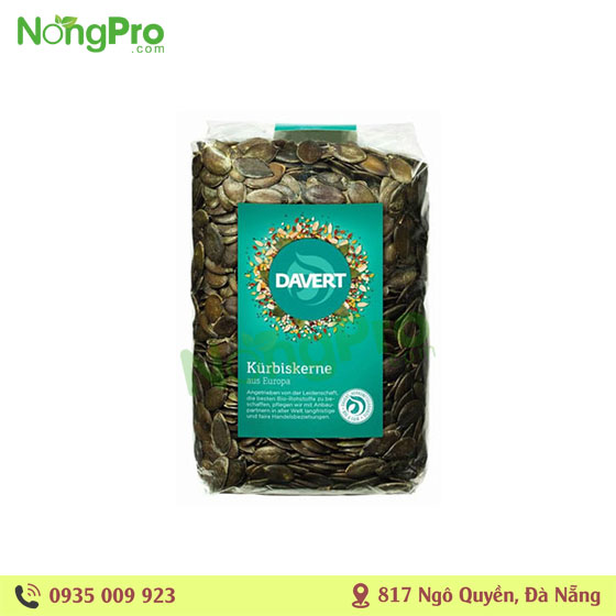 Hạt bí hữu cơ tách vỏ davert đức 250g
