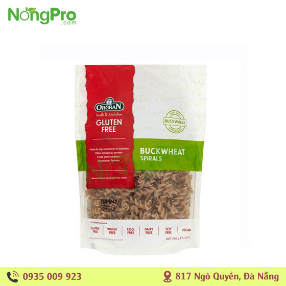 Mì Nui Xoắn Kiều Mạch Buckwheat pasta spirals Orgran 250g