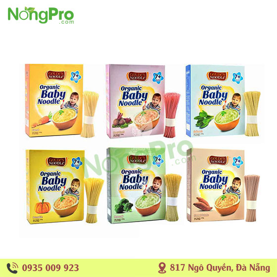 Mì sợi hữu cơ cho bé vị bina/khoai lang/củ dền/cà rốt/cải xanh/bí ngô Golden Noodle 2
