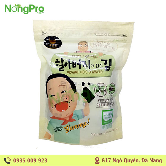 Rong Biển Hữu Cơ Cho Organic Kid's Seaweed Manjun Bé 56g (2g x 28 gói)