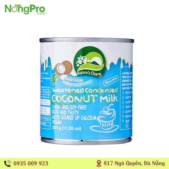 Sữa dừa hữu cơ coconut milk Natures Charm Thái Lan có đường 320g ( Sữa Đặc Dừa)