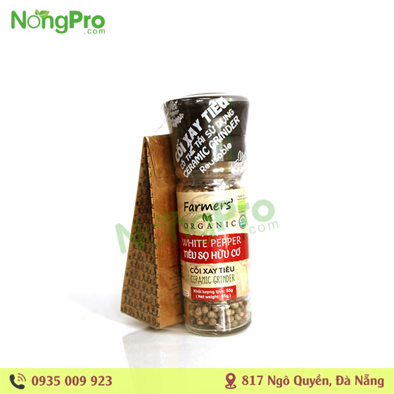 Tiêu sọ hữu cơ cối xay tiêu Organic White pepper 55g