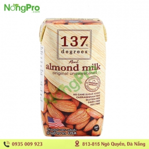 Sữa hạnh nhân nguyên chất không đường 137 Degrees 180ml- Lốc 3 hộp