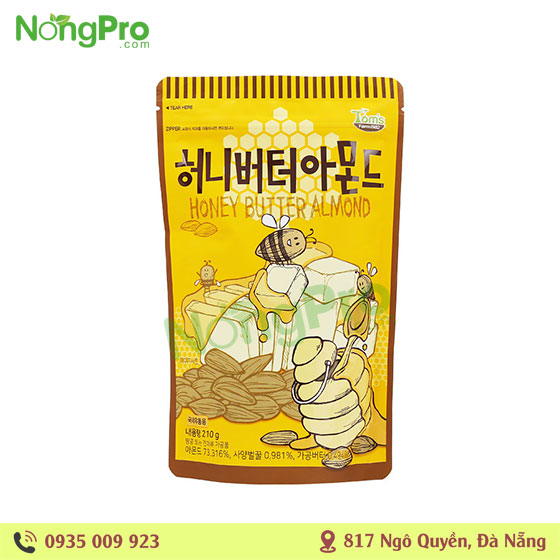 Hạt hạnh nhân tẩm bơ mật ong tom's farm hàn quốc 210g
